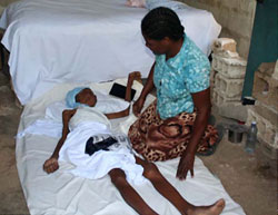 Helping little girl